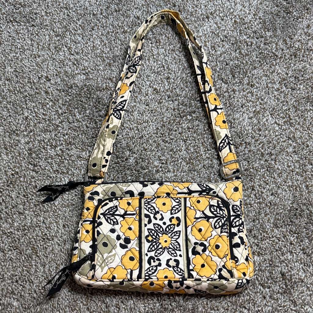 Vera Bradley Yellow And Black Floral Crossbody Bag